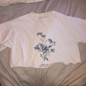 brandy melville white cropped graphic tee